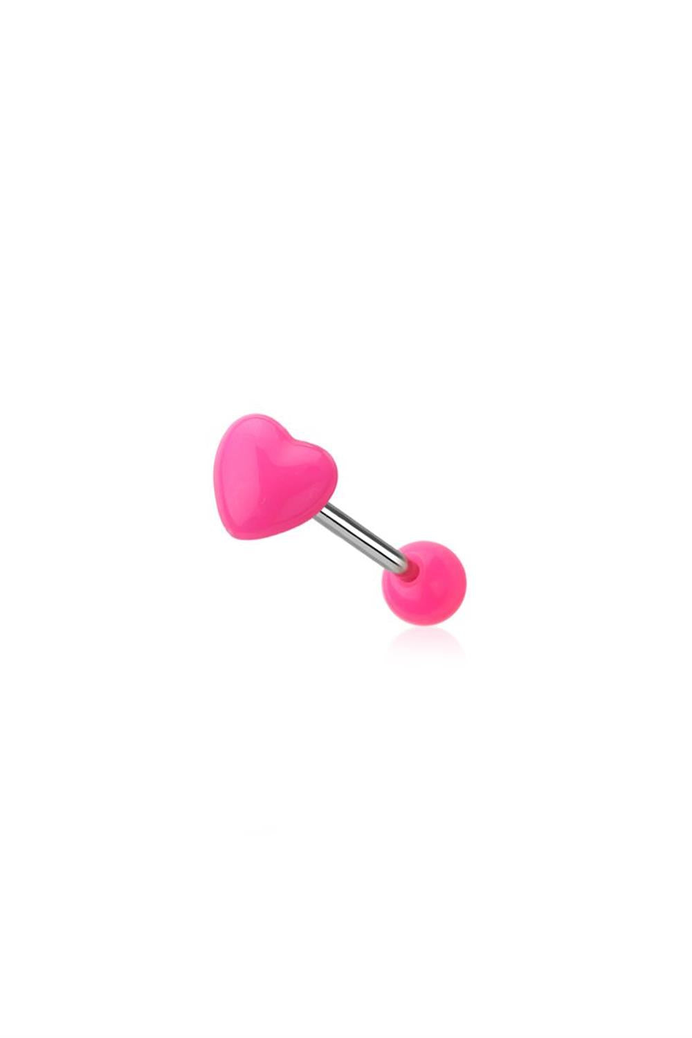 14G HEART SURGICAL STEEL TONGUE BARBELL 5/8" (16MM)
